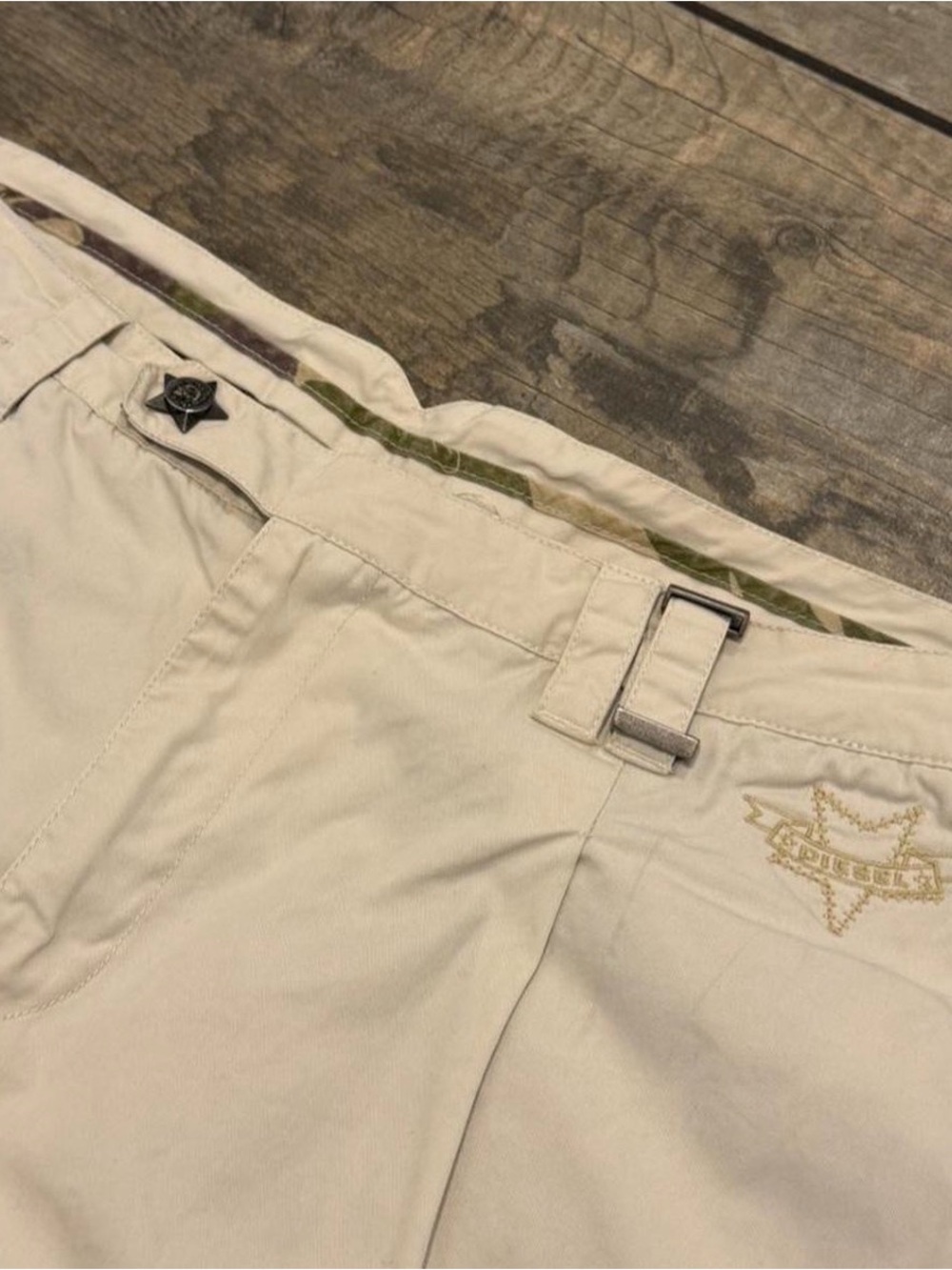 Diesel Female Cotton Twill Low Rise Cargo Cropped Capri Pants Utility Zip y2k